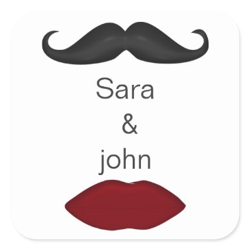 lips and mustache mod wedding envelope seal