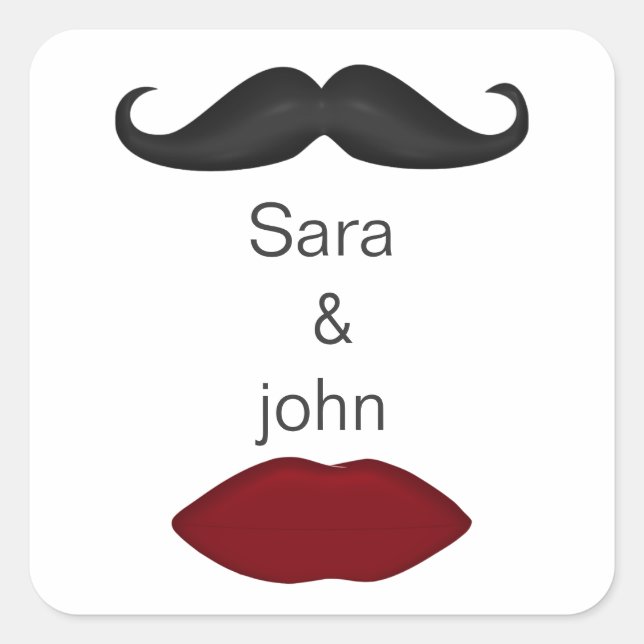 lips and mustache mod wedding envelope seal (Front)