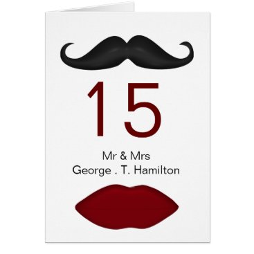 lips and mustache mod  wedding table seating card