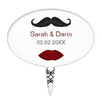 lips and mustache personalized cake picks