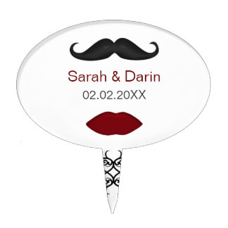 lips and mustache personalized cake picks
