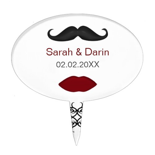 lips and mustache personalized cake picks