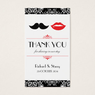 Lips and Mustache Wedding Favor Tags (Damask)