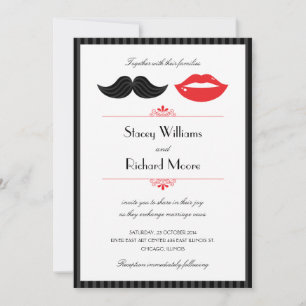 Lips and Mustache Wedding Invitation