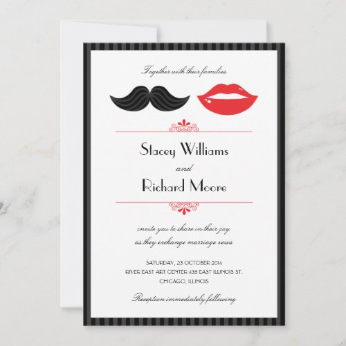 Lips and Mustache Wedding Invitation