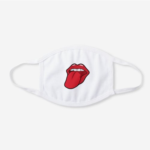 Lips And Teeth Tongue Sticking Out White Cotton Face Mask
