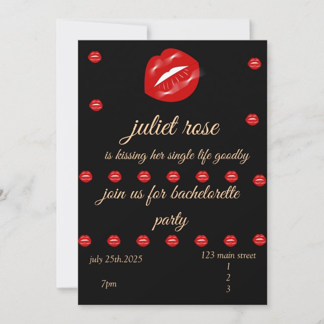 Lips Bachelorette Party Invitation (Front)