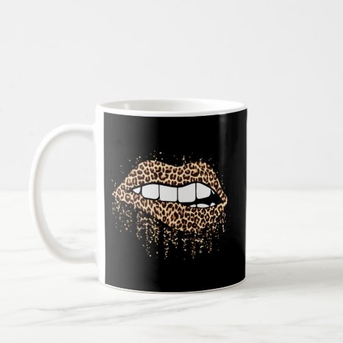 Lips Bite Kiss Me Leopard Print Cheetah_ Coffee Mug