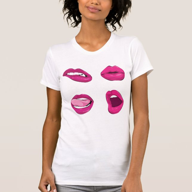 lips biting, pouting licking and kissing tshirt (Front)
