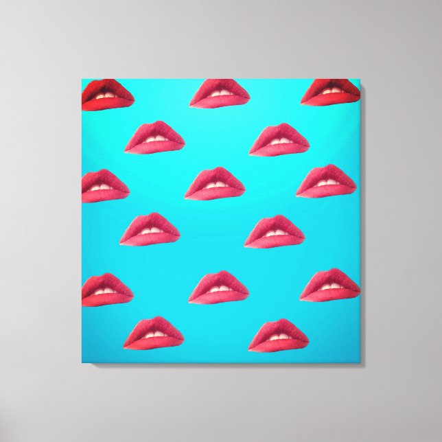 Lips & Blue Background Canvas Print (Front)