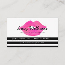 Lips Business Cards, Black & White Stripes