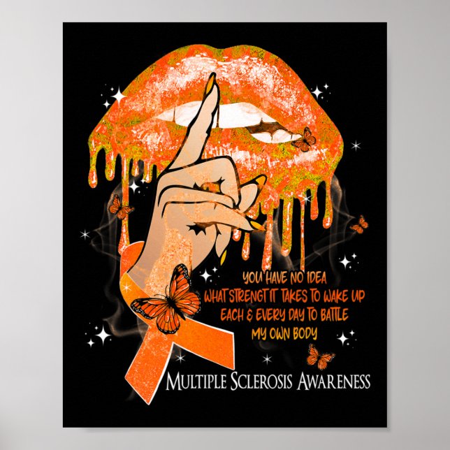 Lips Butterflies Women Multiple Sclerosis Awarenes Poster (Front)