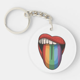 Lips gay pride lgbt rainbow colorful flag keychain
