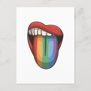 Lips gay pride lgbt rainbow colorful flag postcard