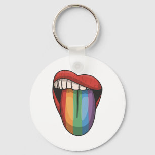 Lips gay pride lgbt rainbow colourful flag keychain