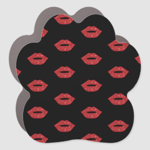 Lips Glitter Kisses Elegant Feminine Girly Makeup Car Magnet