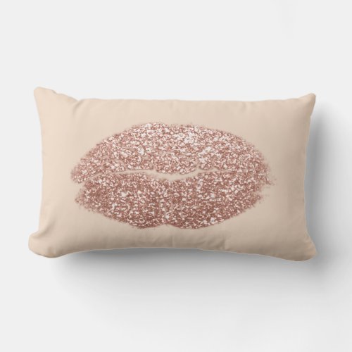 Lips Glitter Skinny Creamy Blush Peach Makeup Kiss Lumbar Pillow