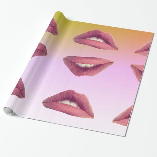Lips Glossy Wrapping Paper 30 in x 6 ft Wrapping Paper