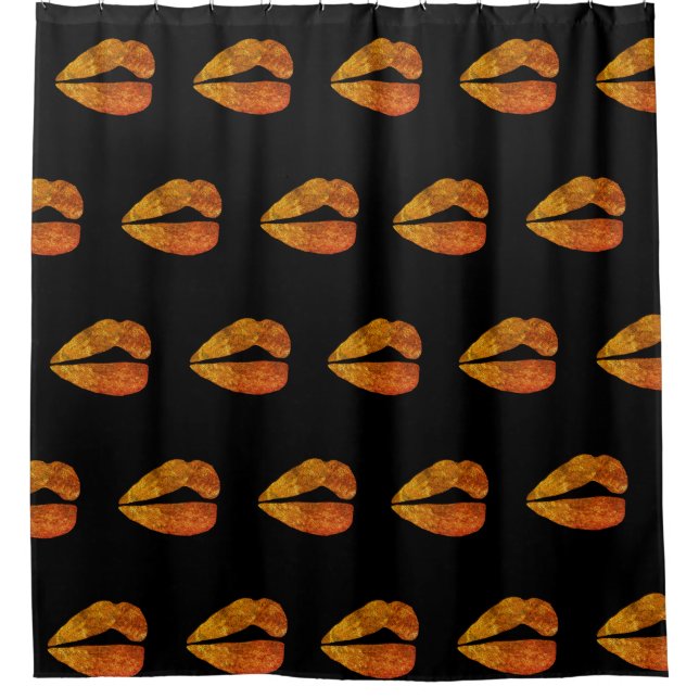 Lips Gold Glitter Shower Curtain (Front)