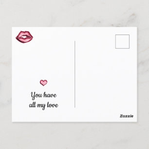 Lips Heart All My Love Postcard