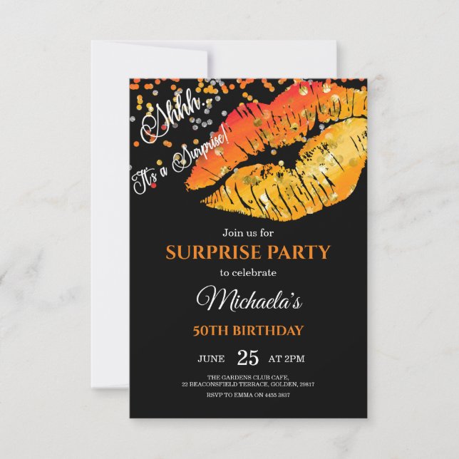 Lips invitation, 50th Birthday Party               Invitation (Front)