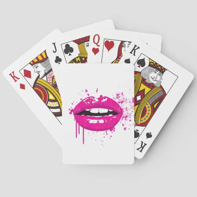 Lips kiss makeup glamour fashion beauty pink poker cards (Back)