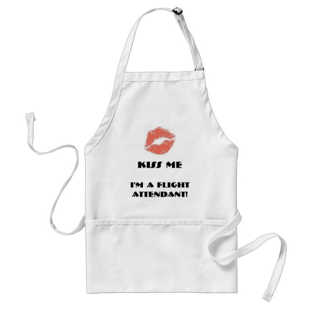 lips, Kiss me, I'm a Flight Attendant! Adult Apron (Front)