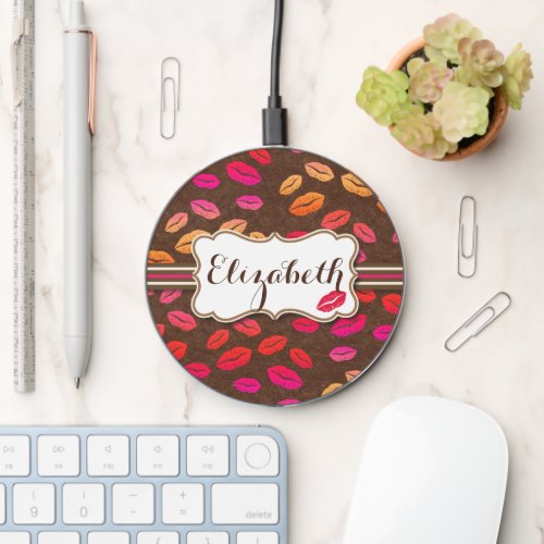 Lips Kisses Personalized Wireless Charger