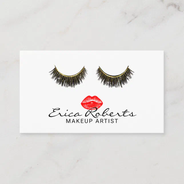 Lips & Lashes Makeup Artist Elegant Beauty Salon Business Card Zazzle