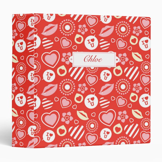 Lips, Love & Hearts Valentine's Day Pattern Binder (Front/Spine)