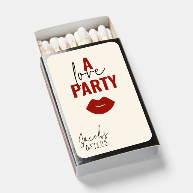 Lips Love Party Wedding Matchboxes (Front Open)