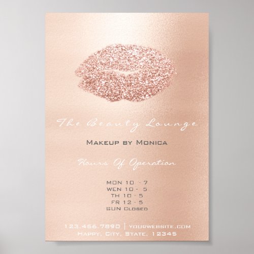 LIps Makeup Artist Glitter Rose Gold Gray Kiss Poster