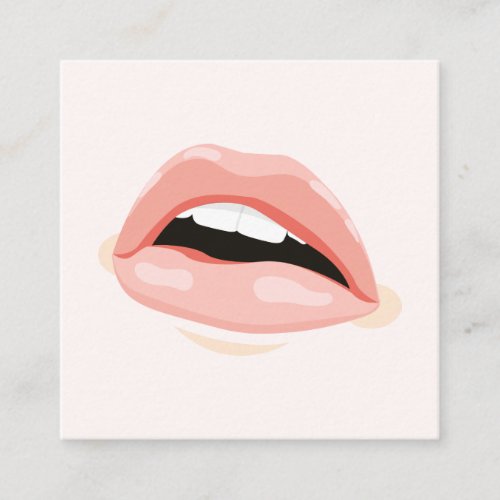 Lips makeup artist modern blush pink cosmetologist square business card