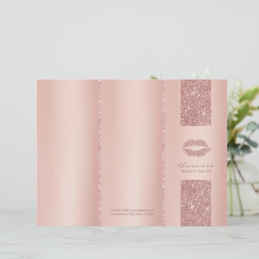 Lips Makeup Artist Rose Gold Tri-Fold Bruchures (Standing Front)