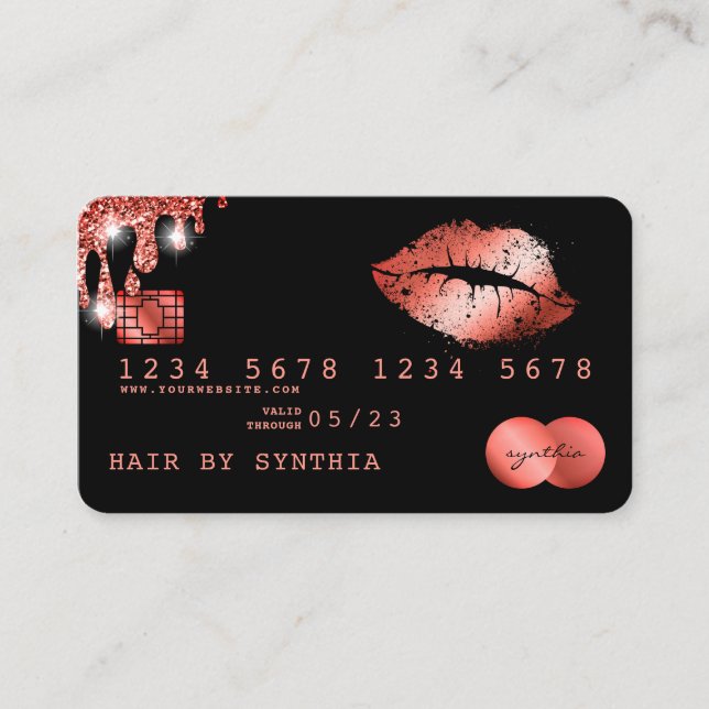 Lips makeup lipstick Credit Card Styled Rose Gold (Front)