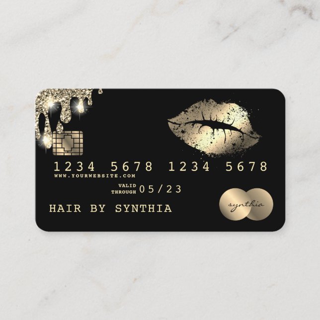 Lips makeup lipstick Credit Card Styled Rose Gold (Front)