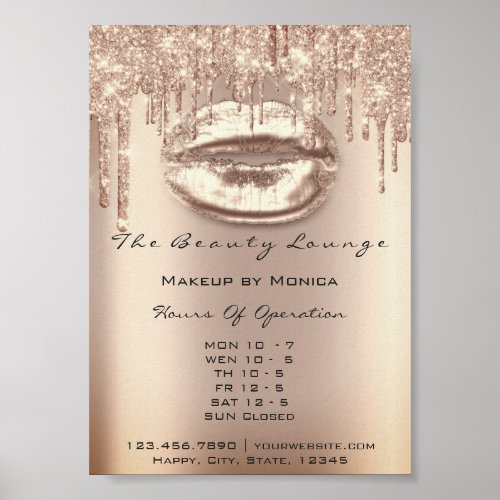 Lips  Makeup Opening Hours Salon Rose Drips Spark Poster