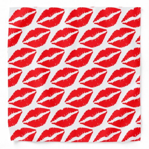 Lips Mouth Kiss Red Angled Pattern Bandana