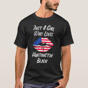 Lips Mouth Love American Flag Huntington Beach T-Shirt