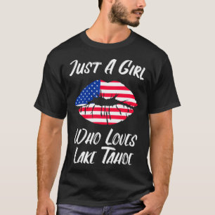 Lips Mouth Love American Flag Lake Tahoe T-Shirt