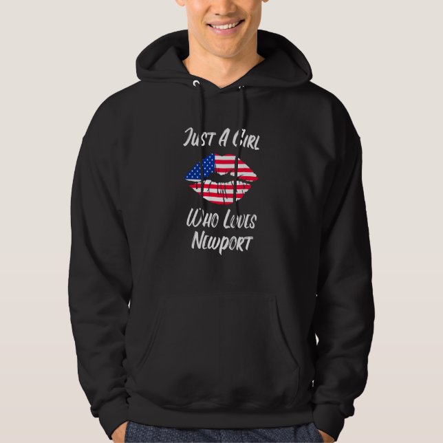Lips Mouth Love American Flag Newport Hoodie (Front)