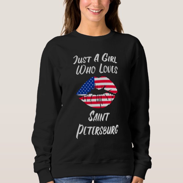 Lips Mouth Love American Flag Saint Petersburg Sweatshirt (Front)