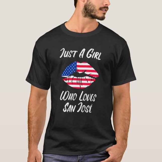 Lips Mouth Love American Flag San Jose T-Shirt (Front)
