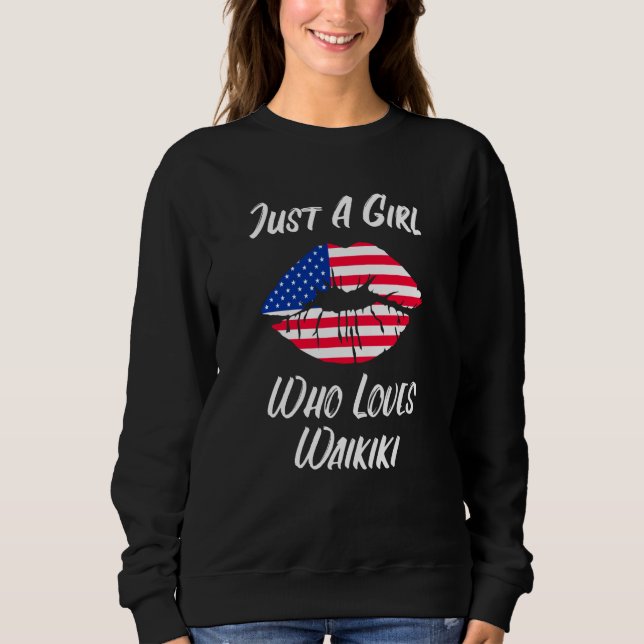 Lips Mouth Love American Flag Waikiki Sweatshirt (Front)