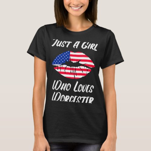 Lips Mouth Love American Flag Worcester T_Shirt