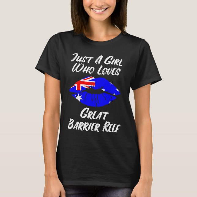 Lips Mouth Love Australian Flag Great Barrier Reef T-Shirt (Front)