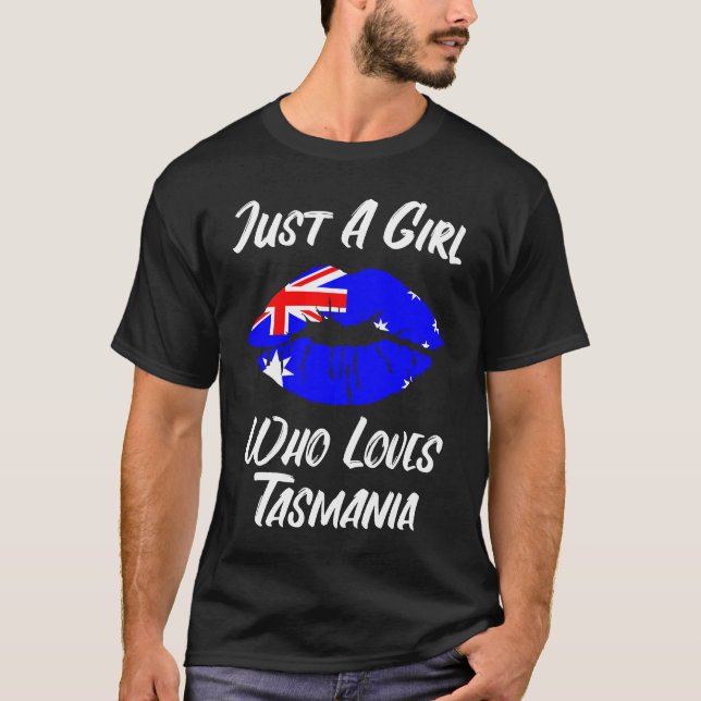Lips Mouth Love Australian Flag Tasmania T-Shirt (Front)