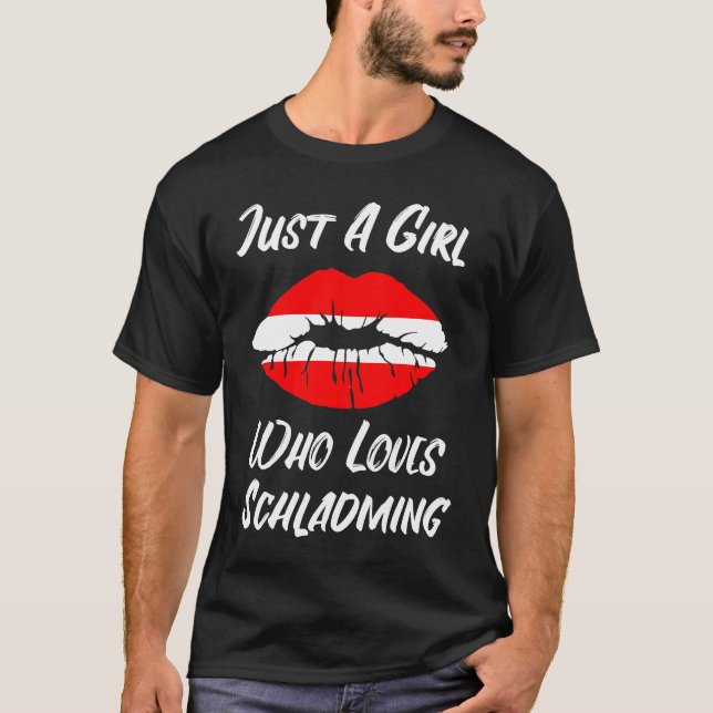 Lips Mouth Love Austria Flag Schladming T-Shirt (Front)
