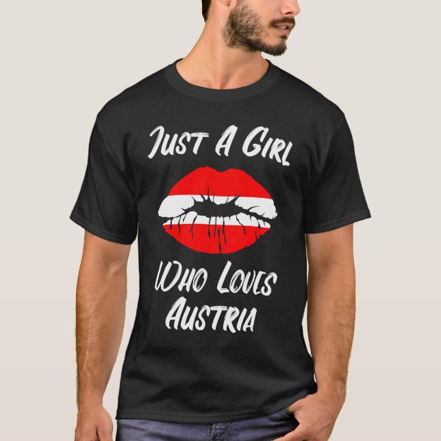 Lips Mouth Love Austrian Flag T-Shirt (Front)