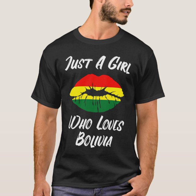 Lips Mouth Love Bolivian Flag Bolivia T-Shirt (Front)